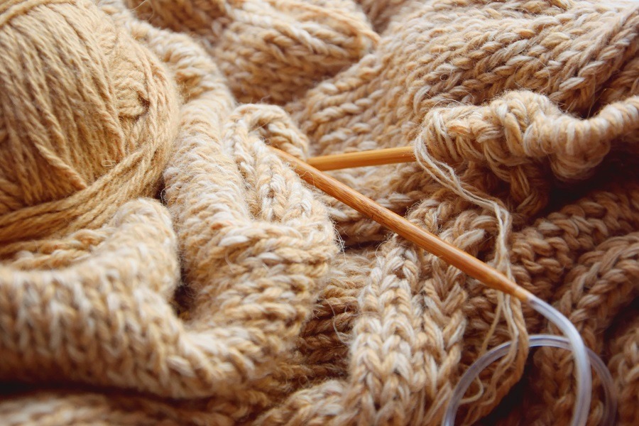 Camel hair fiber for knitting.