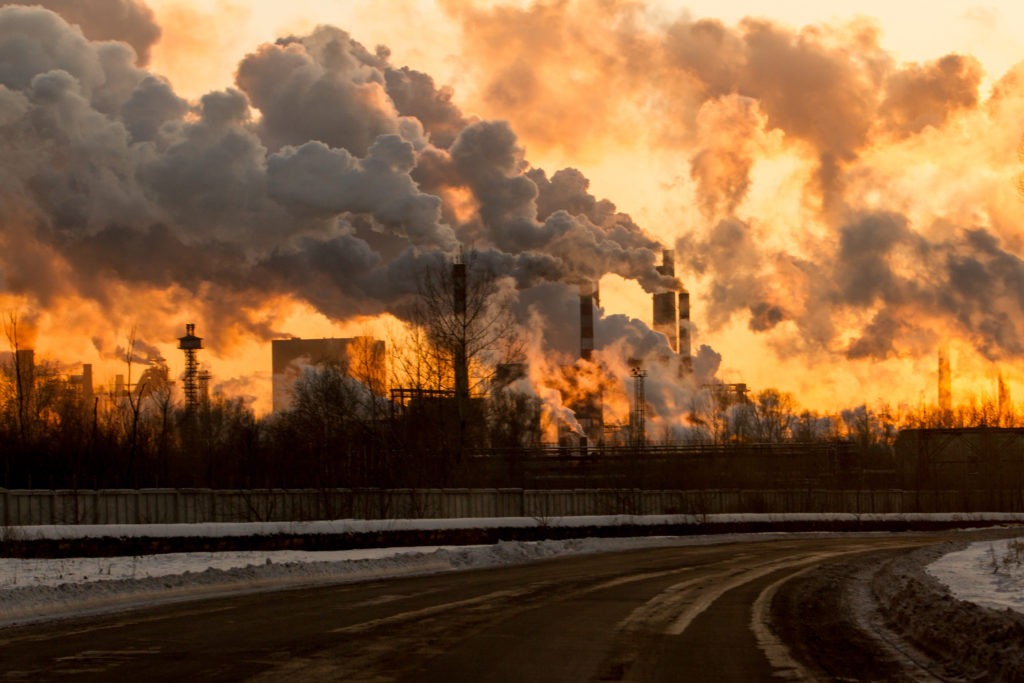 Industrial plant causing air pollution.