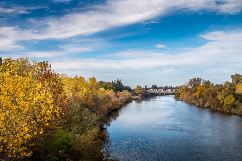 Sacramento river, California in autumn colors.